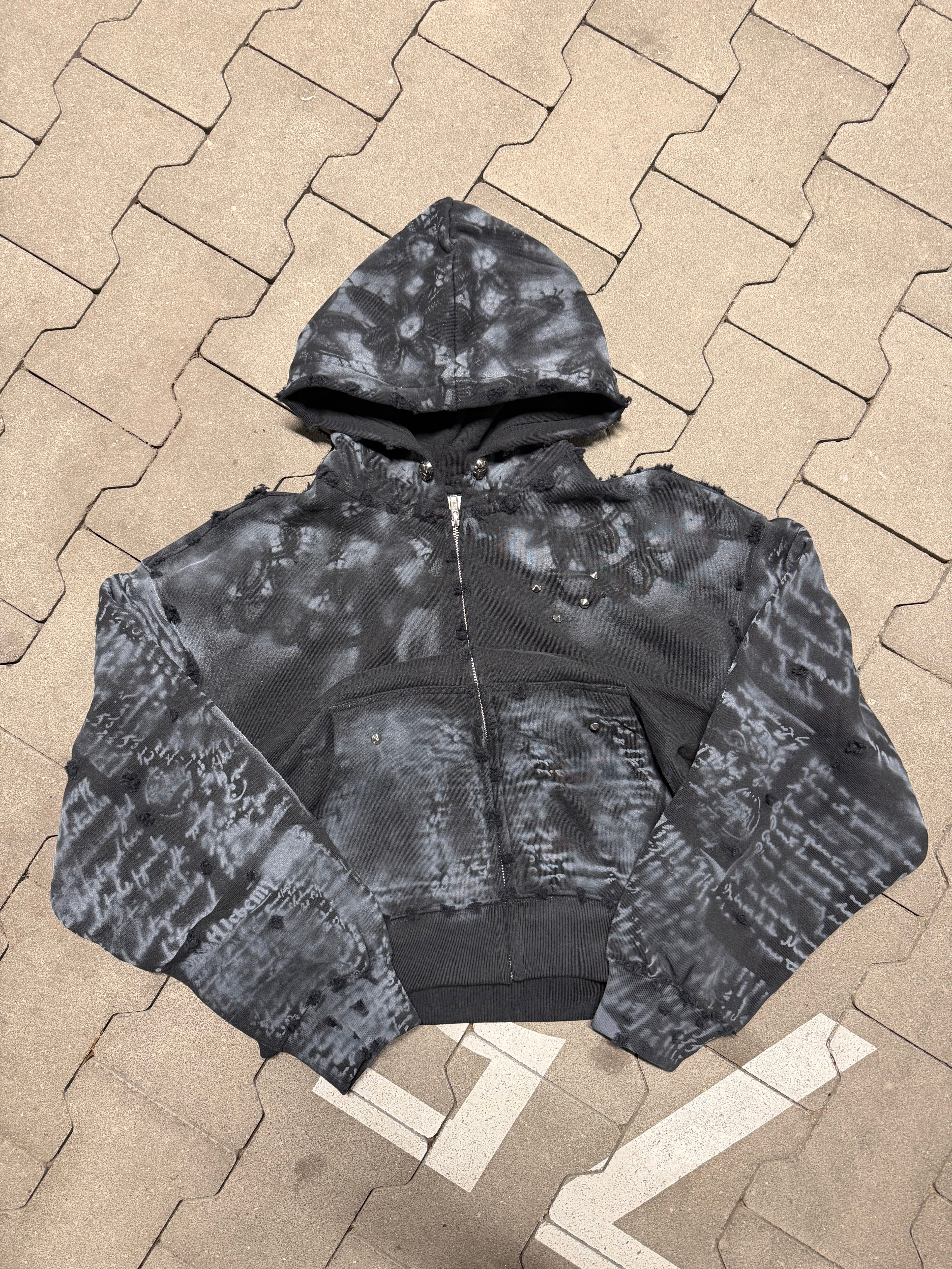 WORLDSTARLIAR Letter Zip Hoodie