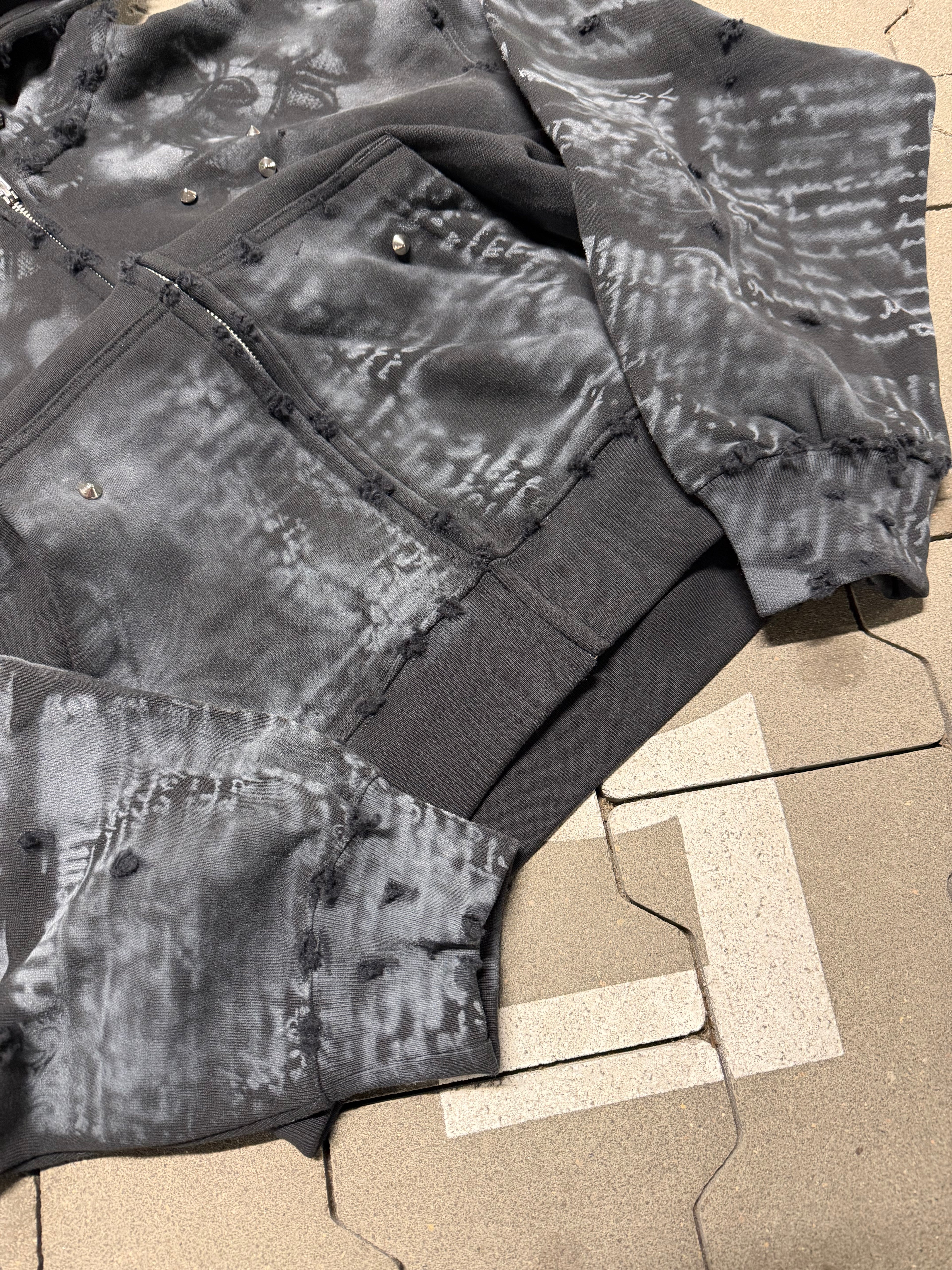 WORLDSTARLIAR Letter Zip Hoodie