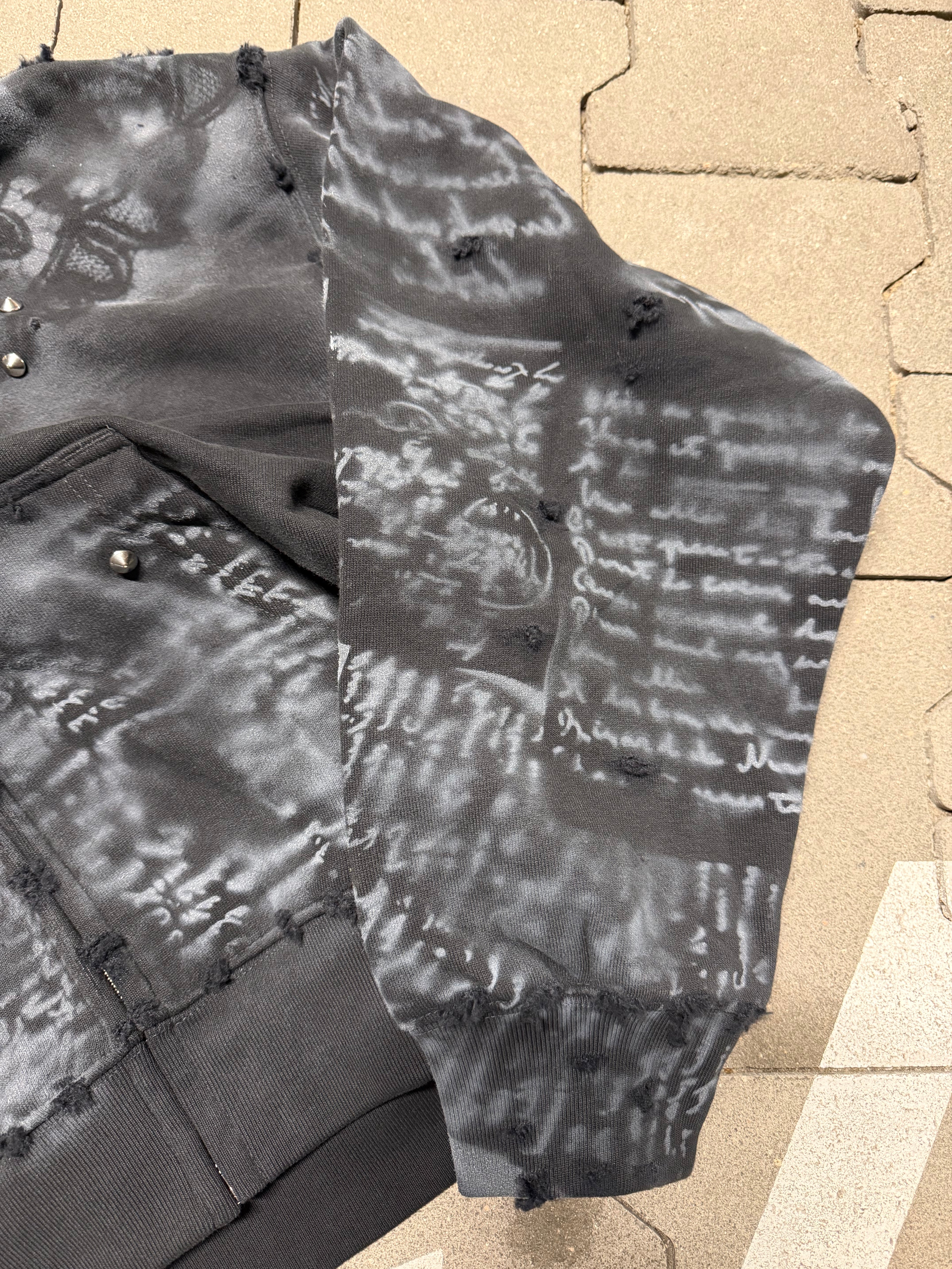 WORLDSTARLIAR Letter Zip Hoodie