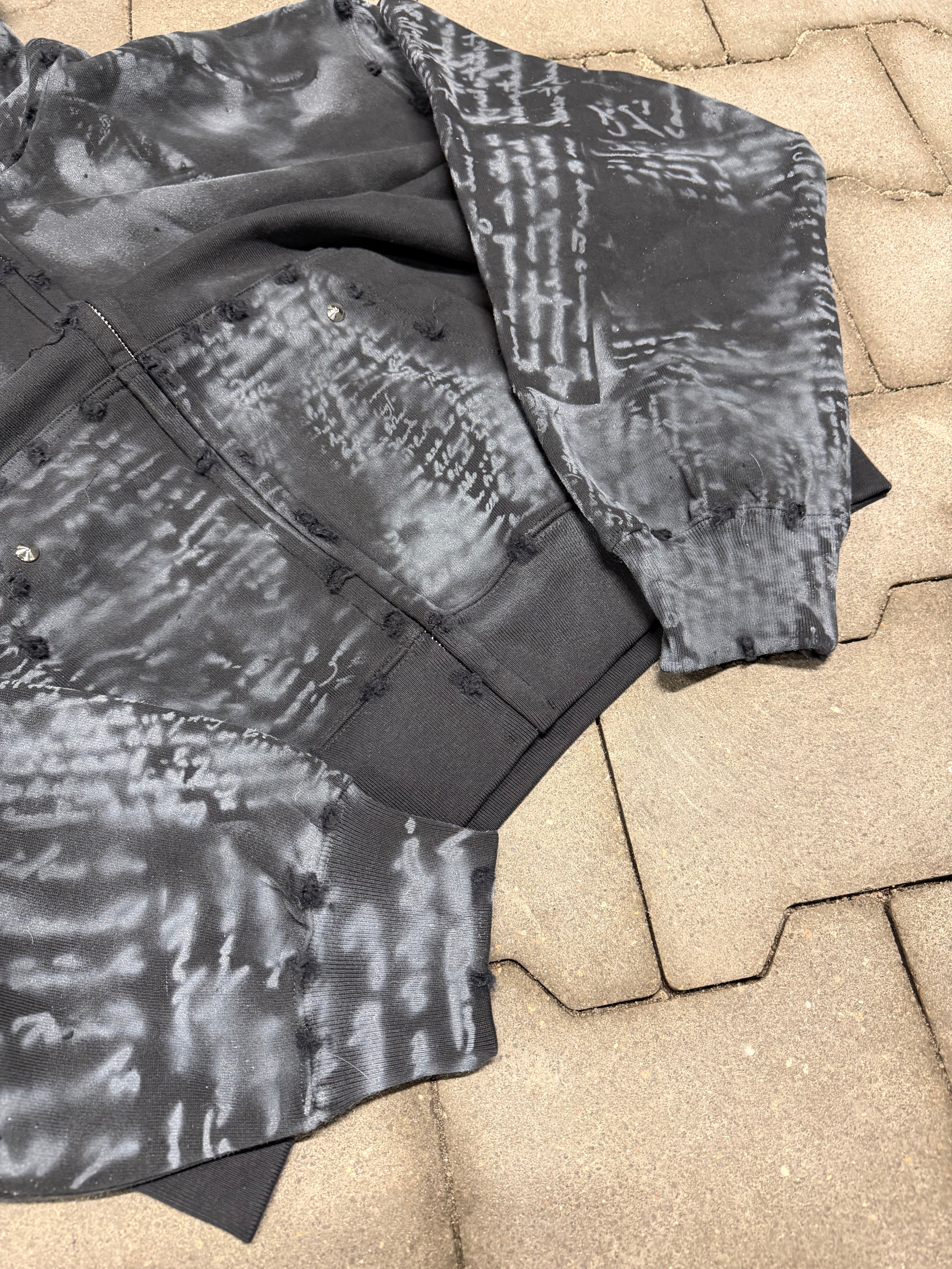 WORLDSTARLIAR Zebra Letter Zip Hoodie